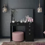 Photo of ava single dressing table - 5 drawer - black