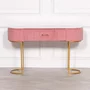 Photo of upholstered dressing table - pink velvet - curved - 1 drawer