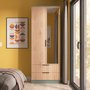Photo of java fluted wardrobe - 2 door - combi - 1 mirror - natural and reed green