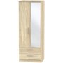Photo of contrast tall combi wardrobe - 2 door - 1 mirror - oak
