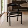 Photo of finley dining chair - set of 2 - curved back - black - leather and wood