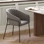 Photo of costa dining armchair - set of 2 - curved back - dark grey and black - fabric and metal