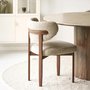 Photo of recco dining chair - set of 2 - curved back - light brown and dark brown - fabric and wood