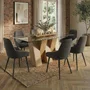 Photo of newton dining set - 6 seater - 180cm - clear glass and natural - 6 claflin dark grey fabric chair