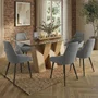 Photo of newton dining set - 6 seater - 180cm - clear glass and natural - 6 claflin grey fabric chair