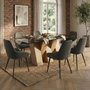 Photo of newton dining set - 6 seater - 180cm - smoked glass and natural - 6 claflin dark grey fabric chair