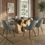 Photo of newton dining set - 6 seater - 180cm - smoked glass and natural - 6 claflin grey fabric chair