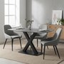 Photo of vernal dining set - 4 seater - 130cm - grey sintered stone - 4 claflin grey fabric chair