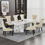 Photo of viola dining set - 8 seater - 200cm - white marble - mimi dining chairs - cream leather - large high back