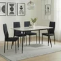 Photo of breton compact dining set - 4 seater - 120cm - white ceramic - 4x lido dining chairs - black fabric - black legs