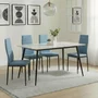 Photo of breton compact dining set - 4 seater - 120cm - white ceramic - 4x lido dining chairs - blue fabric - black legs
