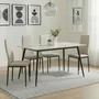 Photo of breton compact dining set - 4 seater - 120cm - white ceramic - 4x lido dining chairs - sand fabric - black legs