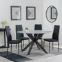 Photo of novara dining set - 4 seater - 130cm - round - white ceramic - 4x lido dining chairs - black fabric - black legs