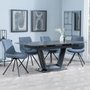 Photo of alpha extending dining set - 6-8 seater - 140cm-180cm - black ceramic - boden swivel dining chair - dark grey fabric
