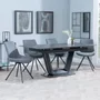 Photo of alpha extending dining set - 6-8 seater - 140cm-180cm - black ceramic - boden swivel dining chair - grey fabric