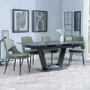 Photo of alpha extending dining set - 6-8 seater - 140cm-180cm - black ceramic - peyton dining chair - green fabric