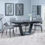 Photo of alpha extending dining set - 6-8 seater - 140cm-180cm - black ceramic - peyton dining chair - grey fabric