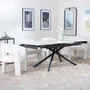 Photo of apollo extending dining set - 6-8 seater - 160cm-220cm - white ceramic - kiefer dining chair - cream boucle fabric