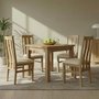 Photo of appleby flip top extending dining set - 2-6 seater - 91cm-183cm - oak - with 4 arizona slatted chairs - beige fabric seat pad