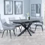 Photo of bari extending dining set - 6-8 seater - 140cm-180cm - grey ceramic - ace swivel dining chair - grey fabric