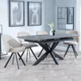 Photo of bari extending dining set - 6-8 seater - 140cm-180cm - grey ceramic - ion swivel dining chair - beige velvet fabric