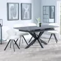 Photo of bari extending dining set - 6-8 seater - 140cm-180cm - grey ceramic - ion swivel dining chair - cream boucle fabric