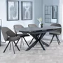Photo of bari extending dining set - 6-8 seater - 140cm-180cm - grey ceramic - ion swivel dining chair - dark grey velvet fabric