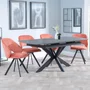Photo of bari extending dining set - 6-8 seater - 140cm-180cm - grey ceramic - ion swivel dining chair - orange velvet fabric