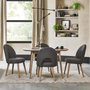 Photo of dansk scandi oak dining table set - 4 seater - 4 cold steel fabric upholstered chairs
