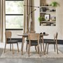 Photo of dansk scandi oak dining table set - cold steel fabric veneer back chairs