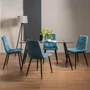 Photo of martini glass dining table set - 6 seater - 140cm - 4 mondrian petrol blue velvet chairs