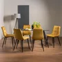 Photo of martini glass dining table set - 6 seater - 140cm - 6 mondrian mustard velvet chairs