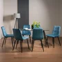 Photo of martini glass dining table set - 6 seater - 140cm - 6 mondrian petrol blue velvet chairs
