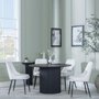 Photo of bern fluted dining set - 4 seater - 120cm - round - black - 4x peyton dining chairs - cream fabric