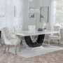 Photo of clearance - madrid dining set - 8 seater - 200cm - white marble - knocker back dining chairs - champagne velvet fabric - chrome legs