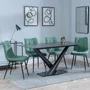 Photo of maldon dining set - 6 seater - 160cm - black ceramic - corona dining chairs - green fabric