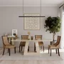 Photo of milan dining set - 6 seater - 160cm - travertine beige marble - paris dining chairs - taupe leather - brown legs