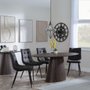 Photo of palma dining set - 6 seater - 180cm - oval - walnut - corona dining chairs - grey fabric
