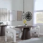 Photo of palma dining set - 6 seater - 180cm - oval - walnut - kiefer dining chairs - cream boucle fabric