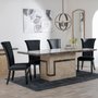 Photo of venice dining set - 6 seater - 160cm - cream marble - cadiz dining chairs - black leather