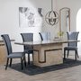 Photo of venice dining set - 6 seater - 160cm - cream marble - cadiz dining chairs - grey leather