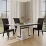 Photo of venice dining set - 6 seater - 160cm - grey marble - cadiz dining chairs - black leather