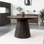Photo of osaka round extending dining table - 4-8 seater - 120cm-240cm - slatted base - smoked oak