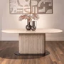Photo of la cantera dining table - 200cm - 8 seater - oval - fluted base - beige - travertine