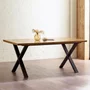 Photo of aron dining table - 180cm - 8 seater - cross leg - natural and black - oak and metal