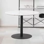 Photo of corby round dining table - 4 seater - 105cm - white marble effect and black