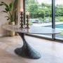 Photo of russo dining table - 235cm - 10 seater - ellipse - ash brown - travertine top and aluminium