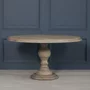 Photo of rustic mango wood pedestal dining table - round - 6 seater - 147cm