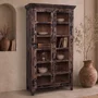 Photo of unique one of a kind - distressed display cabinet - 2 door - vintage brown - glass and wood