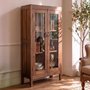 Photo of unique one of a kind - handcrafted display cabinet - 2 door - antique brown - glass and wood
